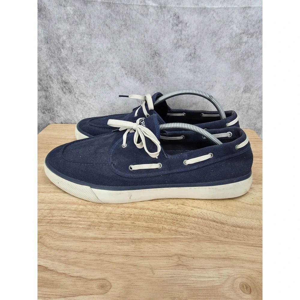 Sperry Top-Sider Boat Shoes Mens 12 Navy Blue Canvas Slip On Sneakers STS17277